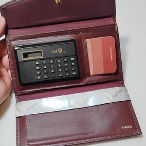 Buxton CalQ Vintage 70's Tri-Fold Burgundy Wallet With Calculator Never Used